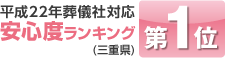 平成22年度葬儀社対応安心度ランキング第1位（三重県）